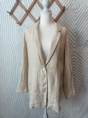 Christian Siriano Natural Beige 100 percent undyed Linen Jacket